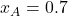 x_A = 0.7