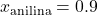 x_\text{anilina} = 0.9