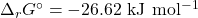 \Delta _r G^\circ = \mathrm{-26.62~kJ~mol^{-1}}