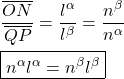 \begin{align*}&\f{\overline{ON}}{\overline{QP}} = \f{l^\alpha}{l^\beta} = \f{n^\beta}{n^\alpha}\\&\boxed{n^\alpha l^\alpha = n^\beta l^\beta}\end{align*}